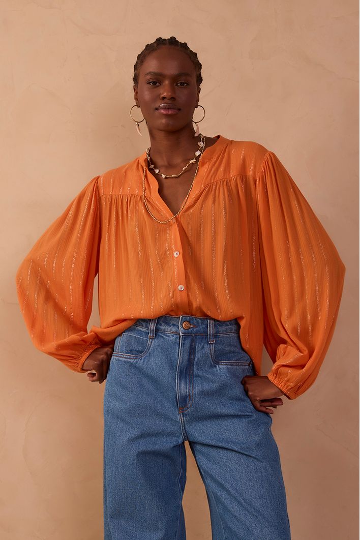 Blusa Lurex Cava Deslocada
