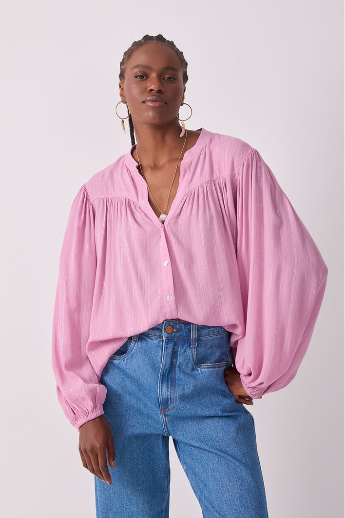 Blusa Lurex Cava Deslocada