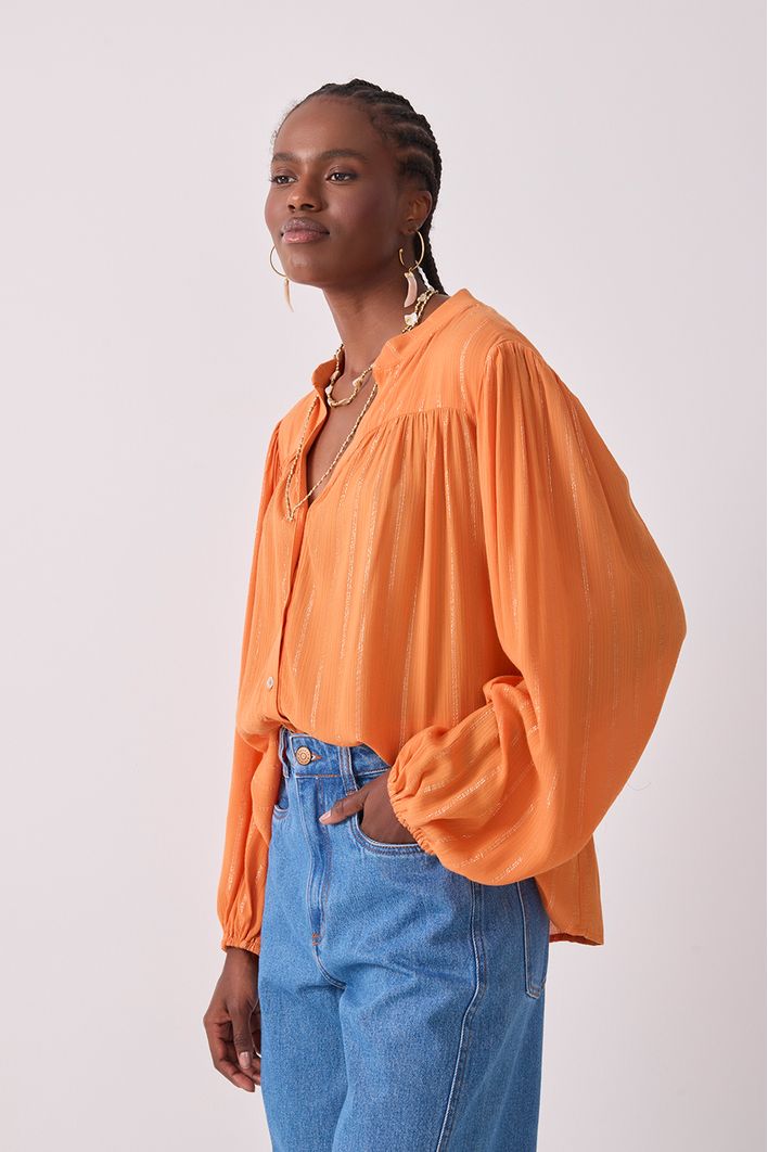 Blusa Lurex Cava Deslocada