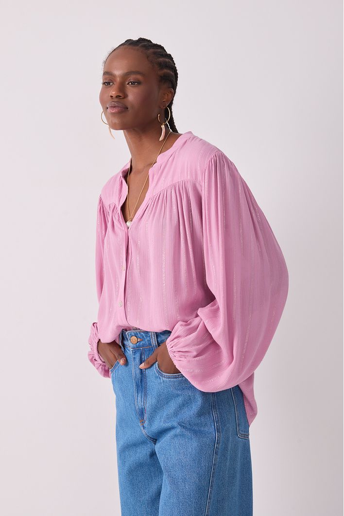 Blusa Lurex Cava Deslocada