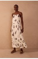 Vestido Cropped Linho Estampa Sol Rio