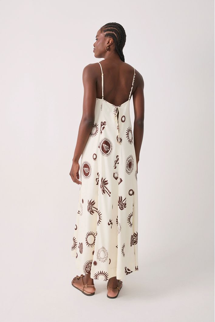 Vestido Cropped Linho Estampa Sol Rio