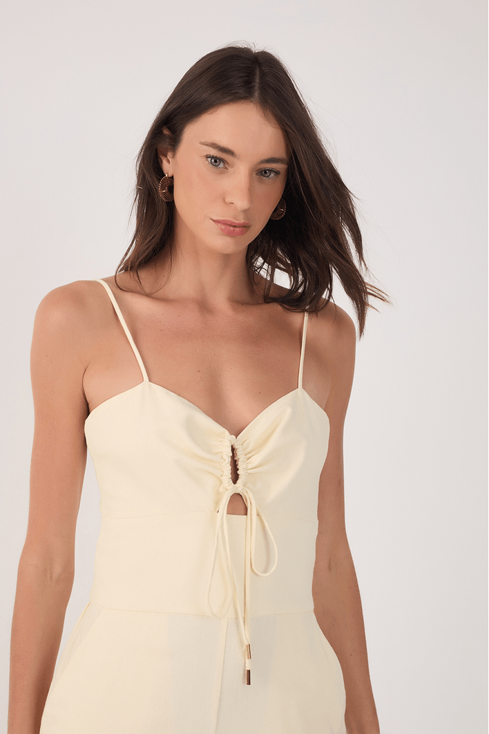 Macacao Linho Busto Vazado