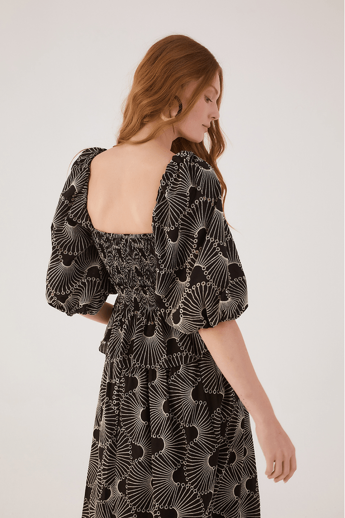 Blusa Algodão Bordado Ondas