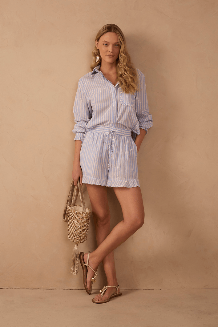 Short Algodão Listras Lurex