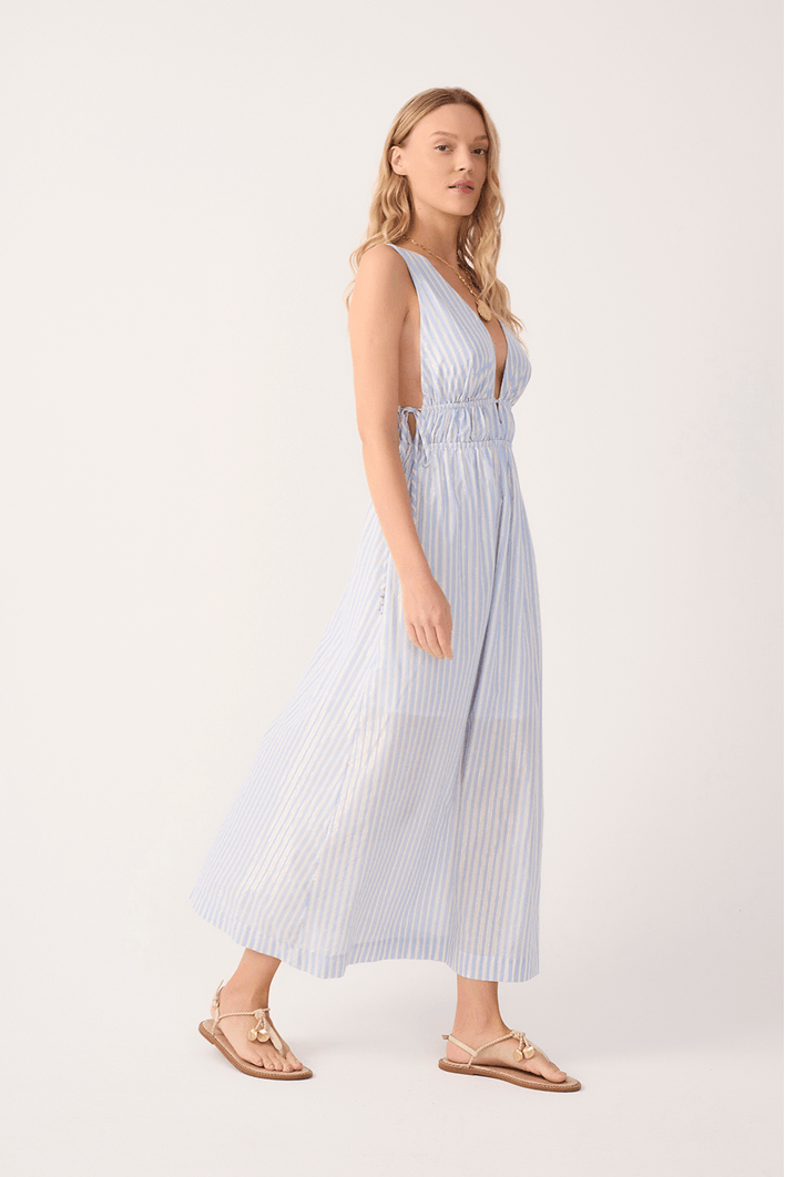 Vestido Cropped Algodão Listras Lurex