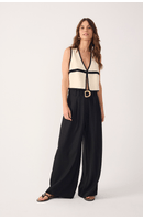 Calça Linho Pantalona Fivela Miçanga