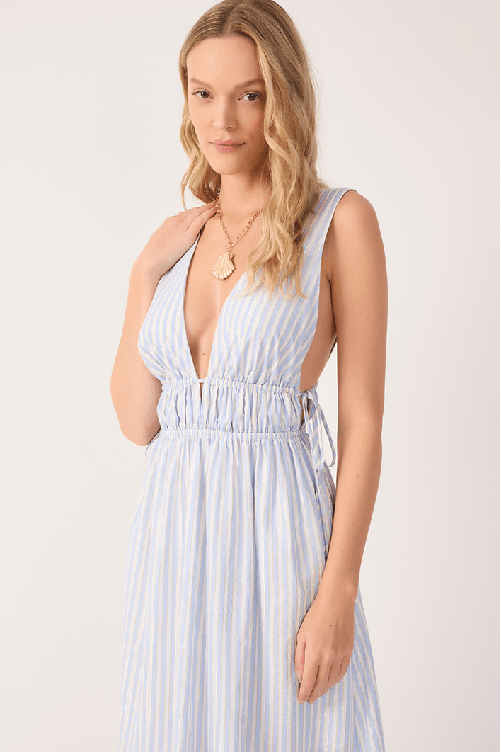 Vestido Cropped Algodão Listras Lurex