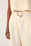Calça Linho Pantalona Fivela Miçanga