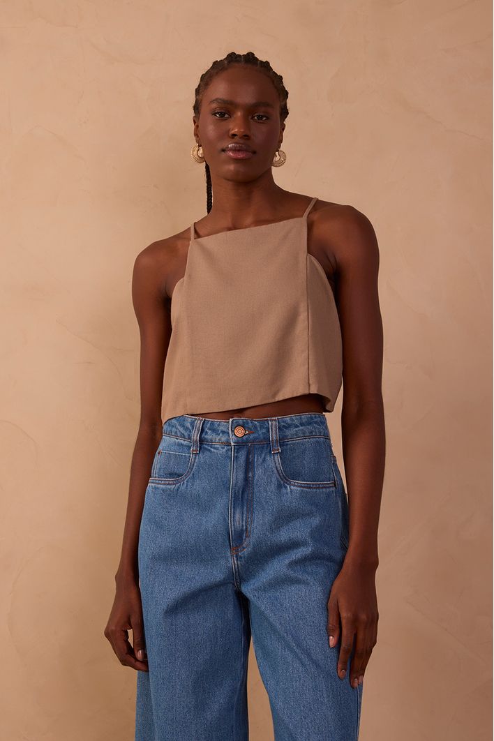 Blusa Linho Quadradinha