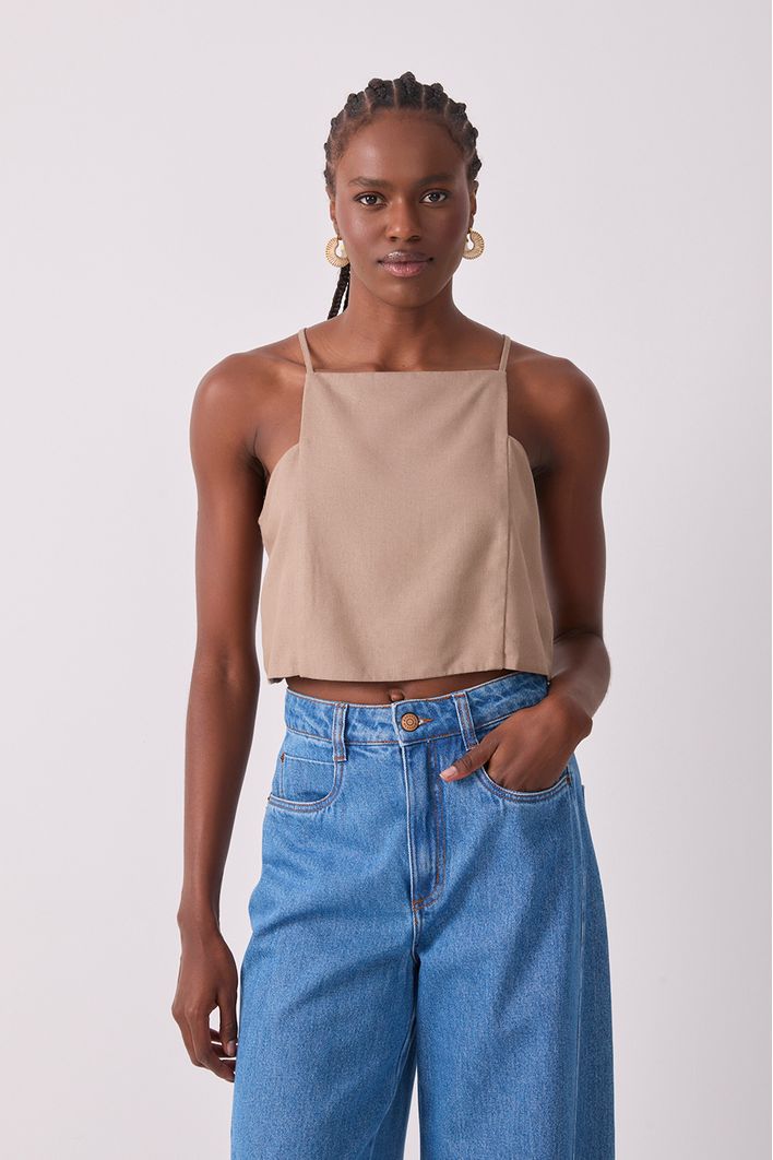 Blusa Linho Quadradinha