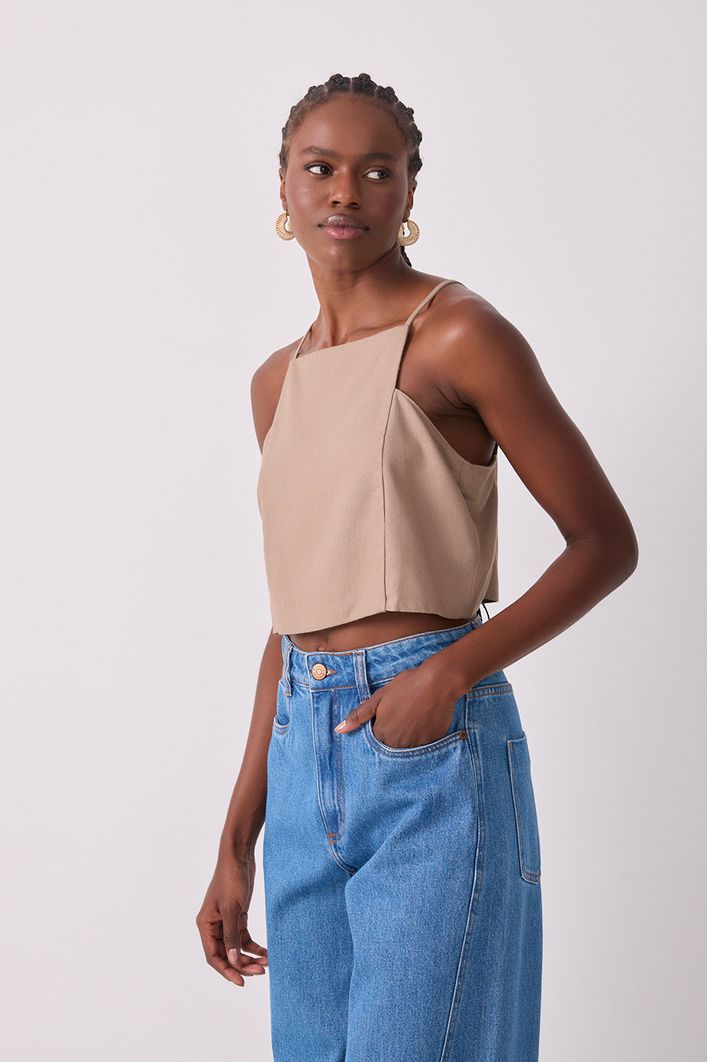 Blusa Linho Quadradinha