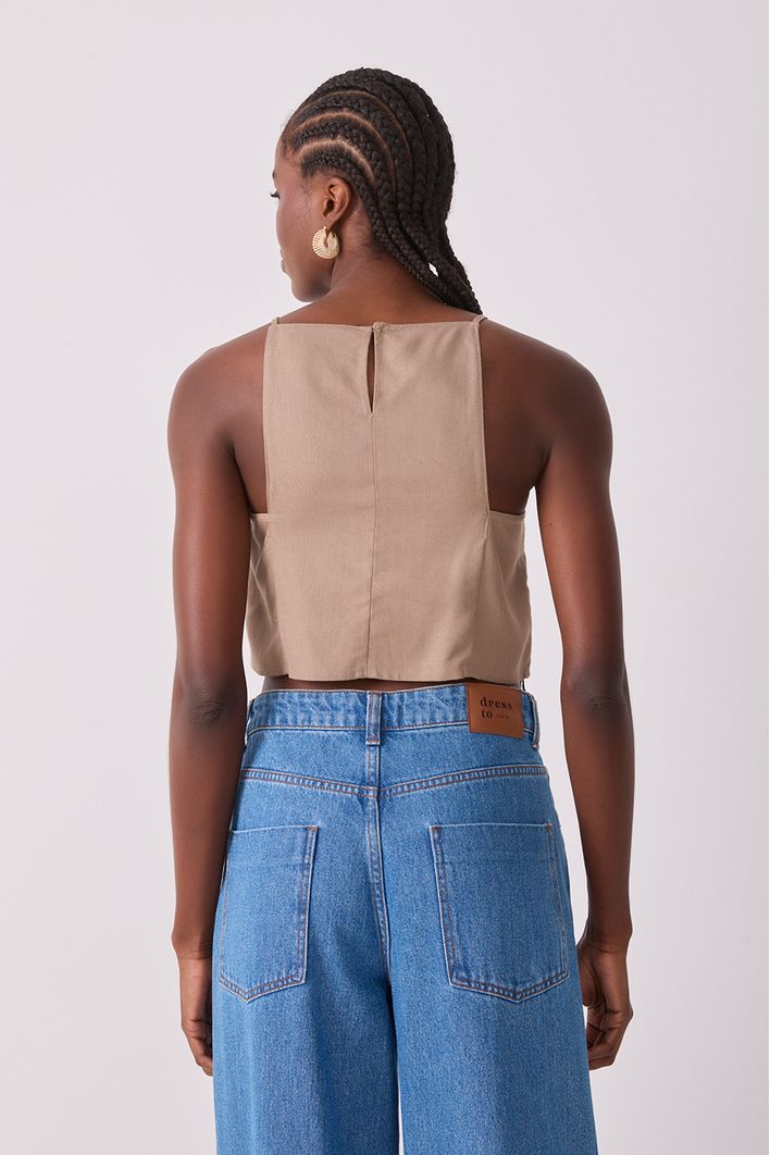 Blusa Linho Quadradinha