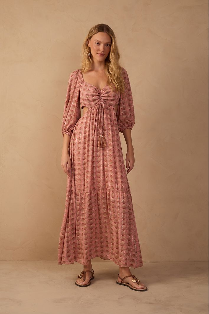 Vestido Cropped Lurex Estampa Maresia