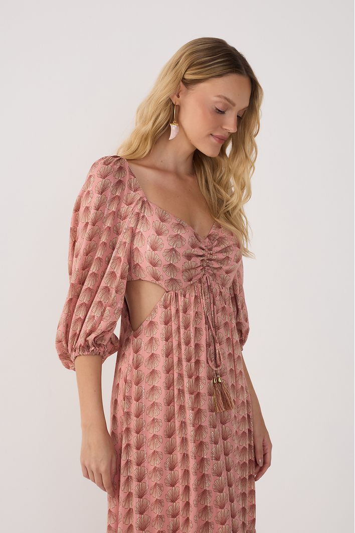 Vestido Cropped Lurex Estampa Maresia