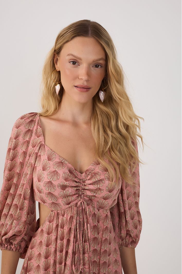 Vestido Cropped Lurex Estampa Maresia