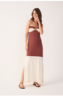 Vestido Malha Crepe Bicolor