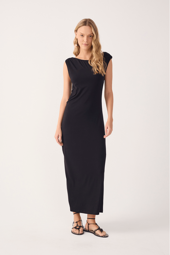 Vestido Malha Crepe Ombro A Ombro