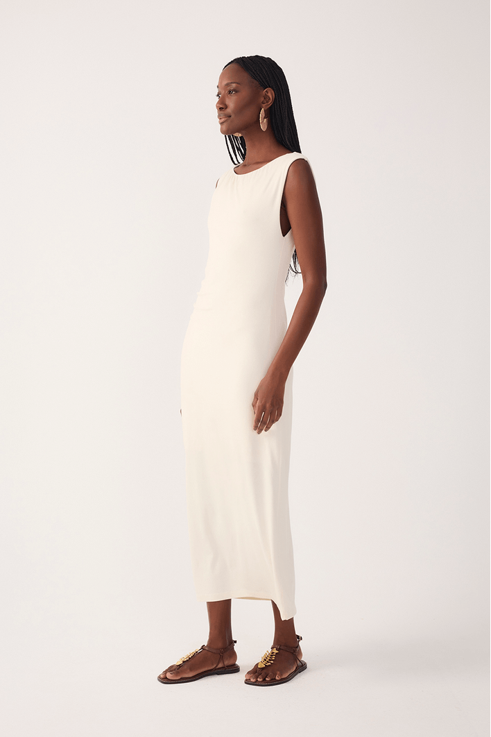 Vestido Malha Crepe Ombro A Ombro