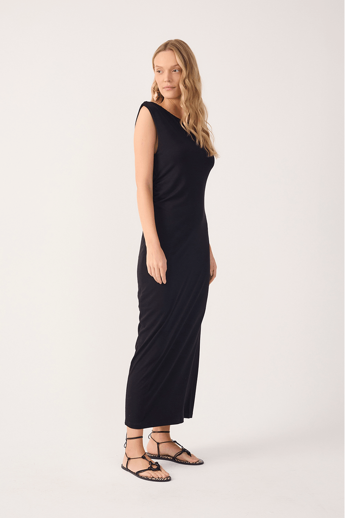 Vestido Malha Crepe Ombro A Ombro