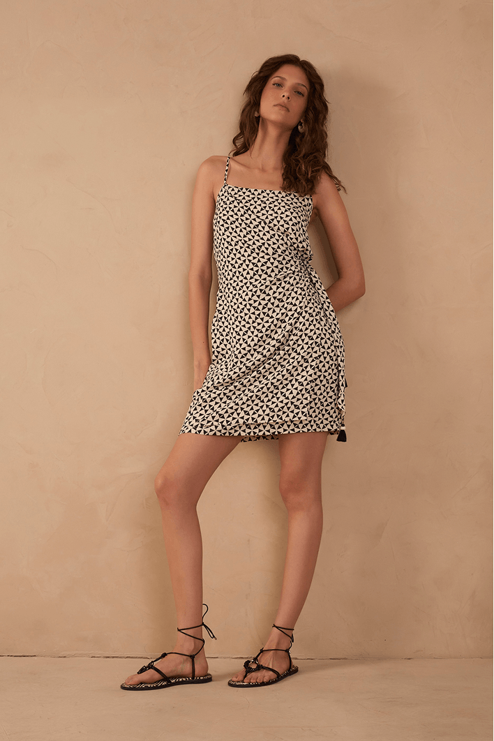 Vestido Crepe Estampa Vento