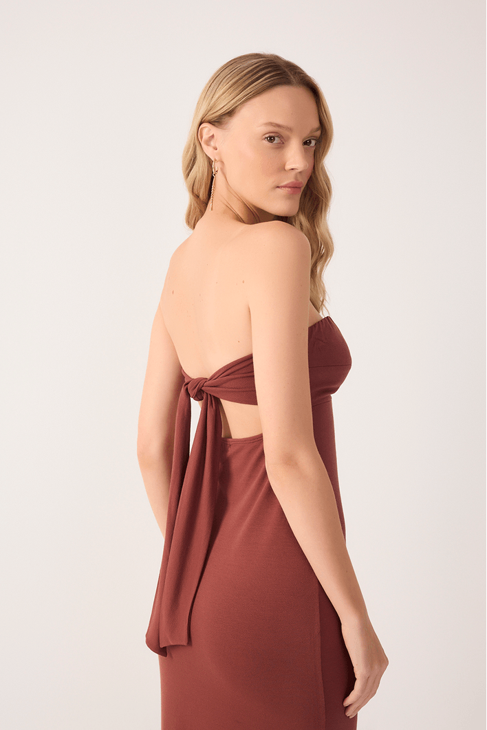 Vestido Sem Alça Malha Crepe