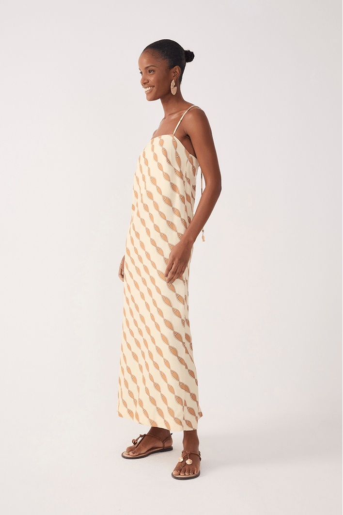 Vestido Cropped Linho Estampa Cardume