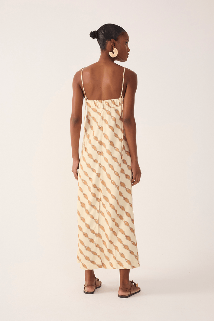 Vestido Cropped Linho Estampa Cardume