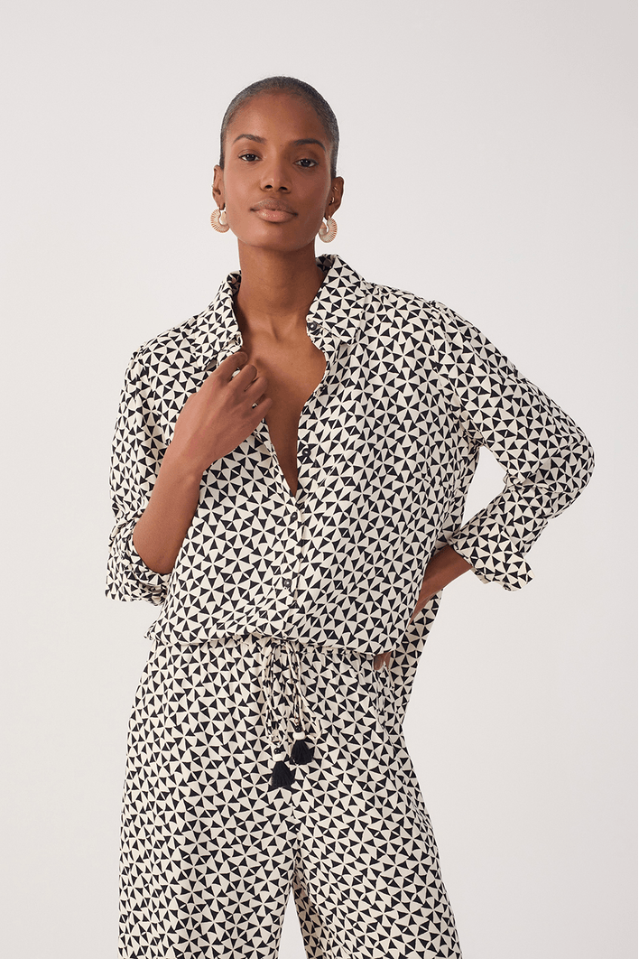 Camisa Crepe Estampa Vento