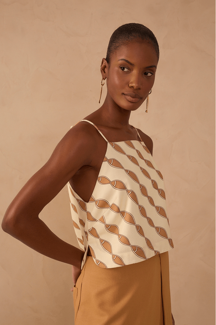 Blusa Linho Estampa Cardume