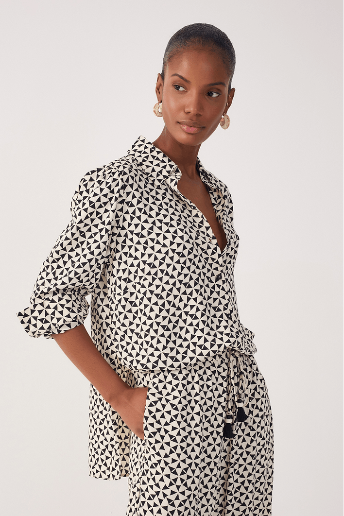 Camisa Crepe Estampa Vento