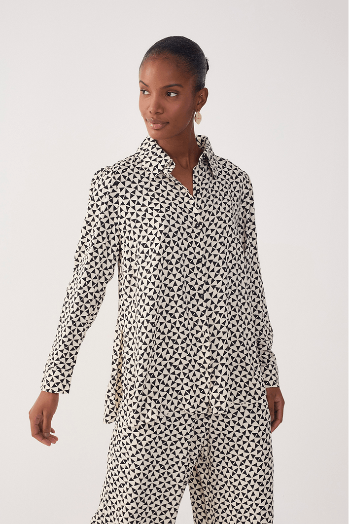 Camisa Crepe Estampa Vento