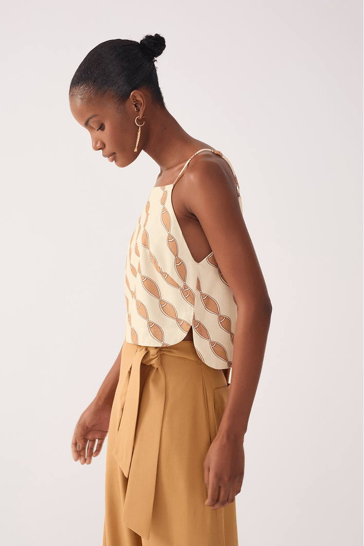 Blusa Linho Estampa Cardume