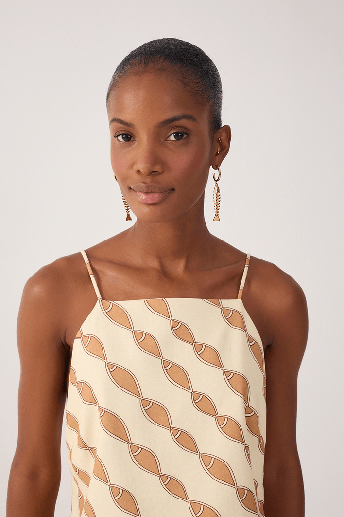 Blusa Linho Estampa Cardume