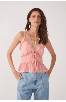 Blusa Crepe Babado Barra