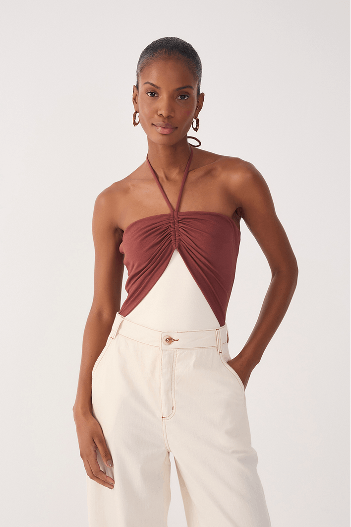 Body Malha Crepe Bicolor