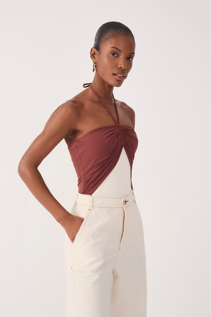 Body Malha Crepe Bicolor