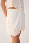 Saia Curta Linho Bordada