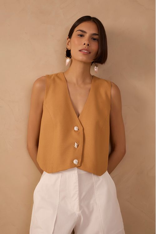 Colete Linho Botões Concha