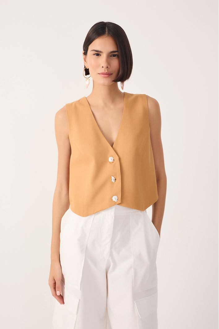 Colete Linho Botões Concha