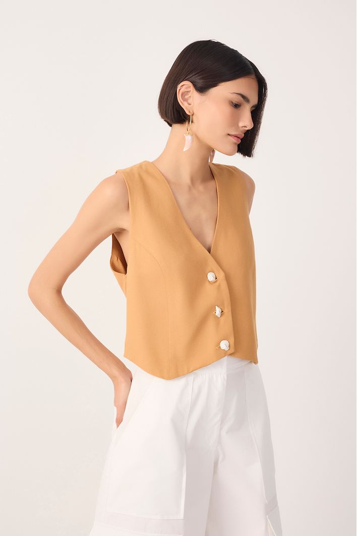 Colete Linho Botões Concha