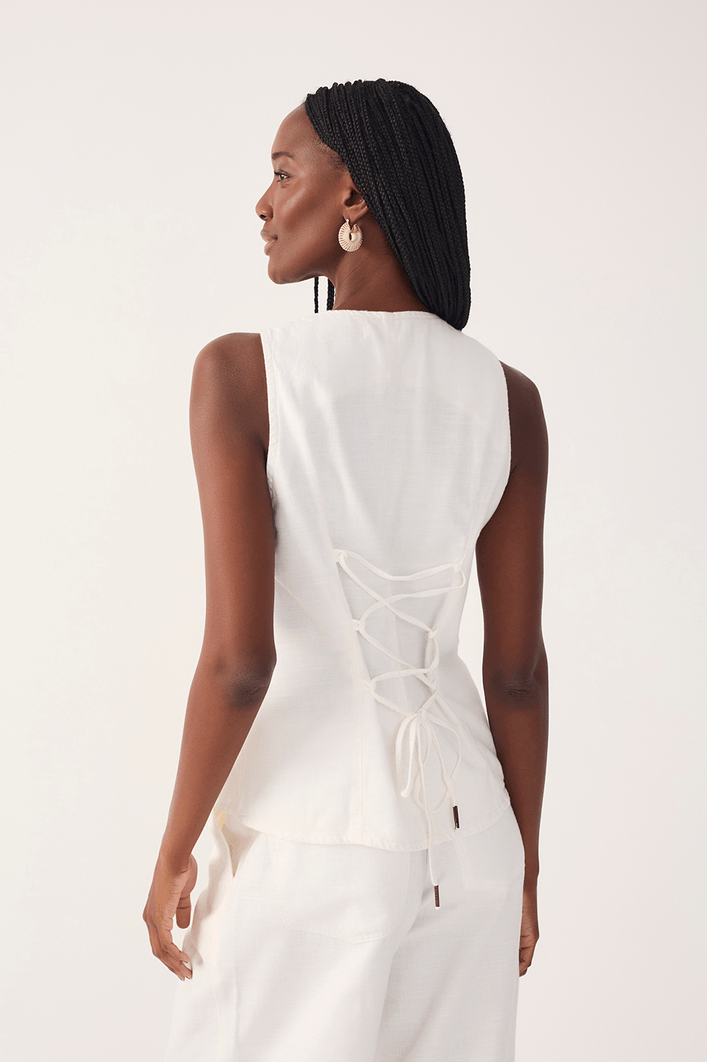 Colete Sarja Linho Amarração