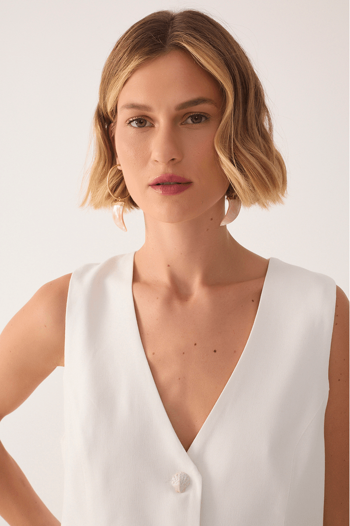 Colete Linho Botões Concha