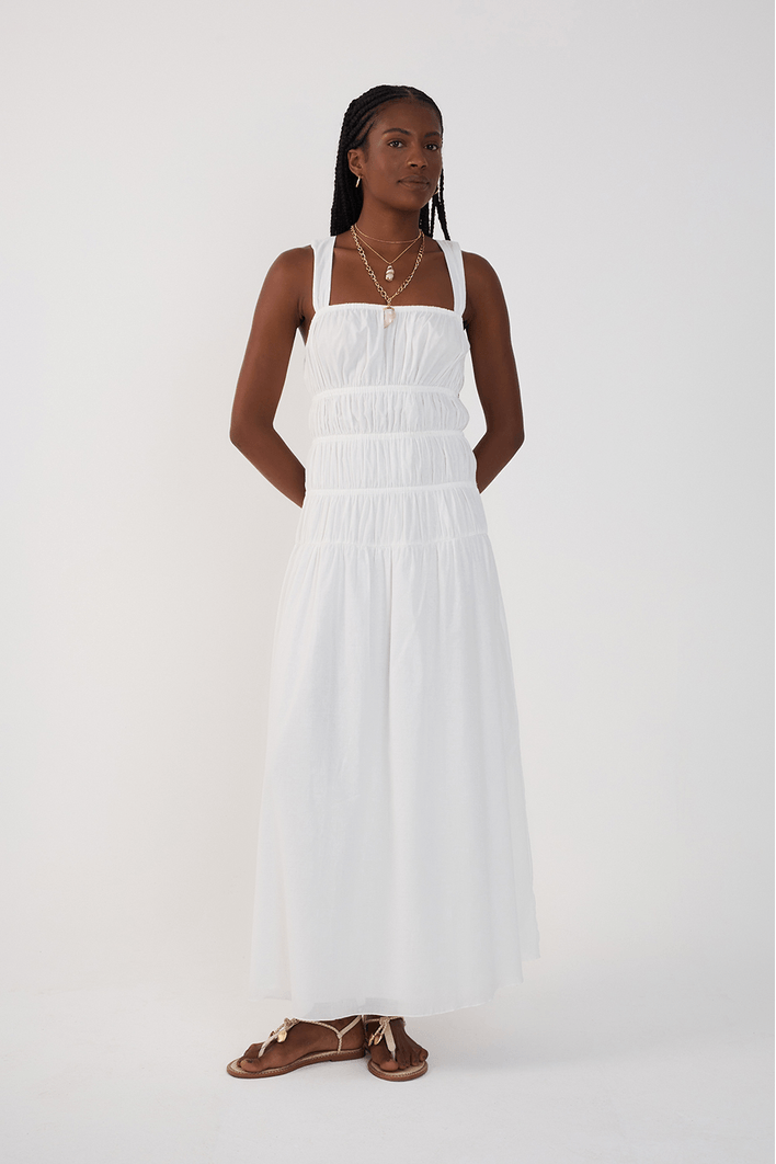 Vestido Cropped Algodão Franzido