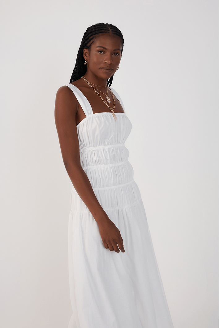 Vestido Cropped Algodão Franzido