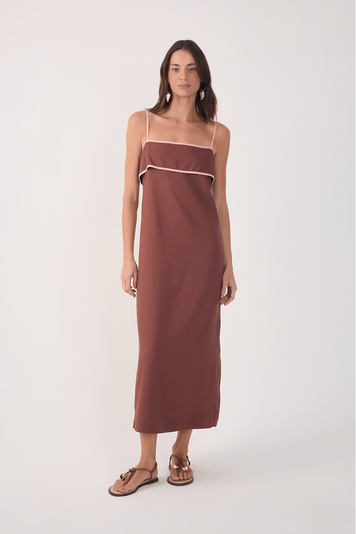 Vestido Cropped Linho Viés