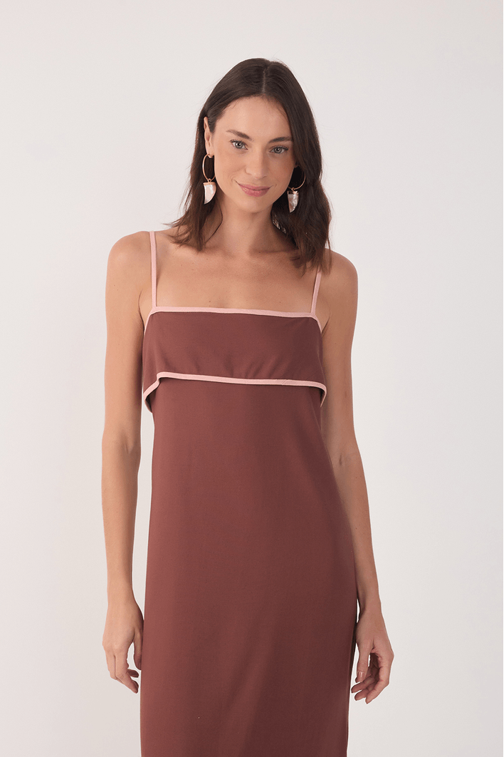 Vestido Cropped Linho Viés