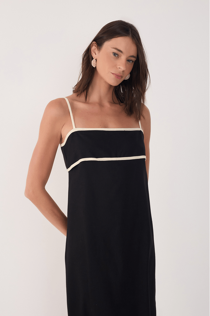 Vestido Cropped Linho Viés