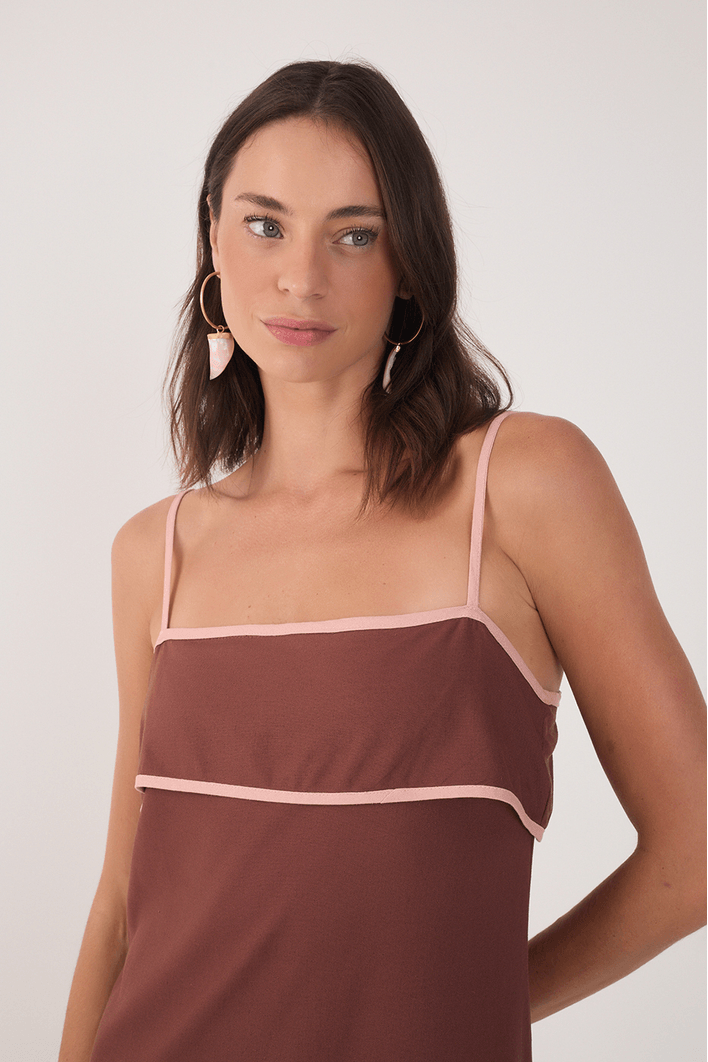 Vestido Cropped Linho Viés