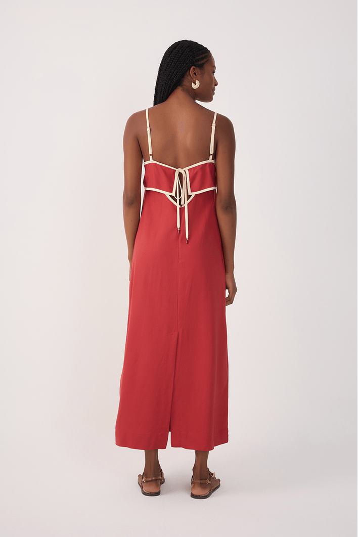 Vestido Cropped Linho Viés